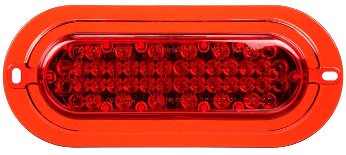 Super 60, LED, Strobe, 36 Diode, Oval Red, Red Flange Mount, 12V