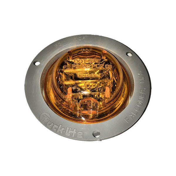2.5" LED Yellow Round, Marker Clearance Light, Polycarbonate Flange Mount