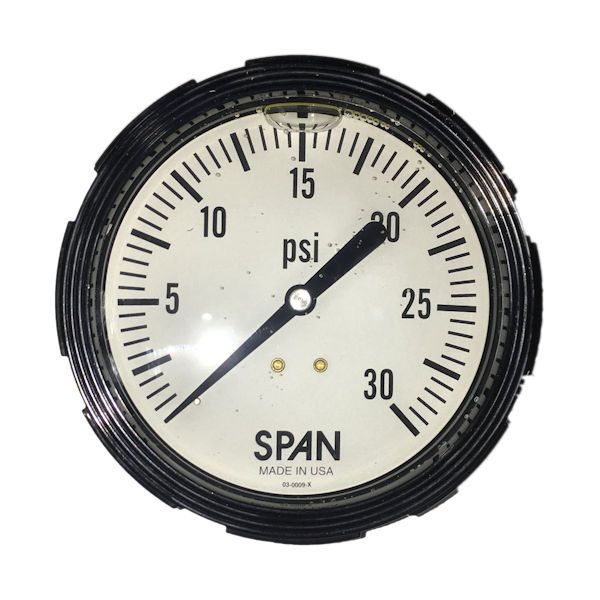 Span Tanker Trailer 3.5", 0-30 PSI Back Mount Gauge