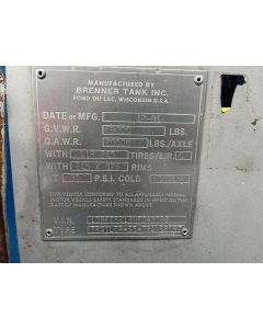 USED 1992 BRENNER 8060 GAL Chemical TRAILER FOR SALE