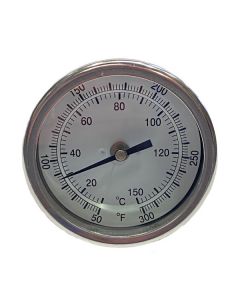 3" Thermometer Gauge, Bi-Metal, 50-300 PSI With 2.5" Stem