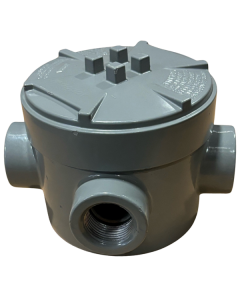 Hannay Reels Red Dot 5 Port Round Junction Box & Cover (with 2 Plugs)