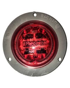 2.5" LED, Red Round Marker Clearance Light, Polycarbonate Flange Mount