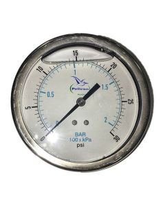 4" Stainless Steel Case, 0-30 PSI/2 BAR Dual Scale