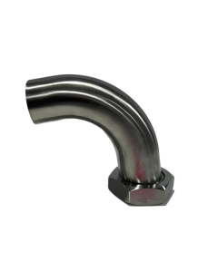 3" Polished 90° Plain Bevel Seat with Hex Nut x Weld Elbow