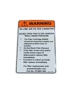 In-Line Air Filter Canister Decal Warning