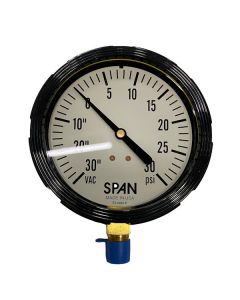 SPAN Liquid Filled Industrial 3.5" Gauge, 1/4" NPT Brass Stem