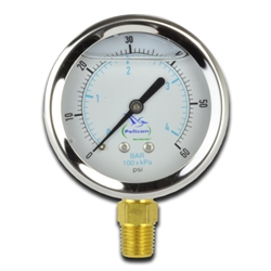 2.5" Stainless Steel Case Pressure Gauge, 60 PSI