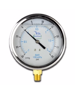 4" Pressure/Vacuum Gauge, 30 PSI Bottom Connection