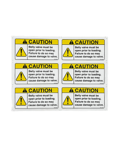 Caution Belly Valve Decal