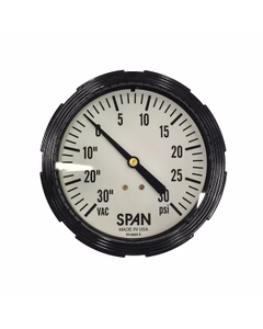 3.5" Span Panel Mount Gauge 30 PSI Vacuum/Pressure, Back Connection